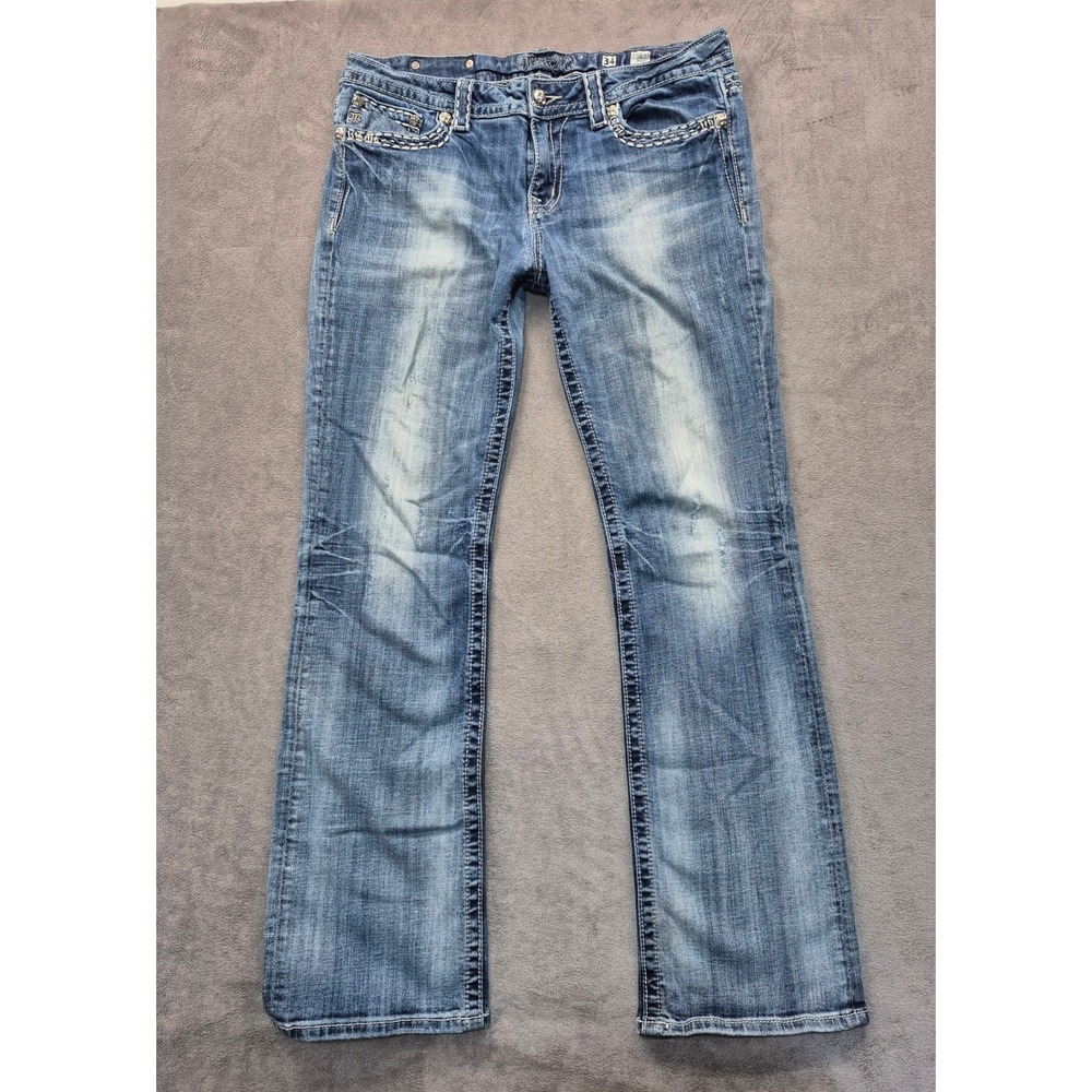 Miss Me Buckle Bootcut Jeans Womens 34 JE5180B5L Medium Wash Embellished Y2K